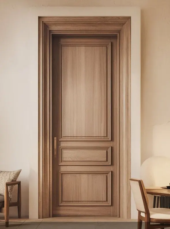 Doğal Meşe Tonlu İç Kapı – Uzun Üst Panel, İki Alt Panel